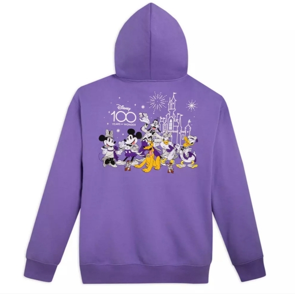 DISNEYLAND DISNEY 100 MICKEY AND FRIENDS PURPLE PULLOVER HOODIE - Picture 4 of 7